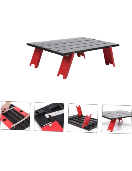 Mesa Plegable de Aluminio Milisten Roja 41.2x29cm para Camping