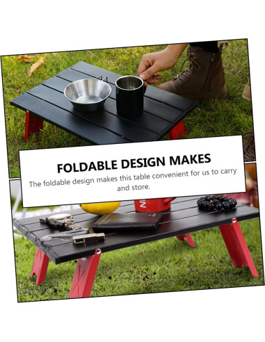 Mesa Plegable de Aluminio Milisten Roja 41.2x29cm para Camping