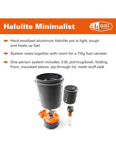 Kit de Cocina Ultraligero GSI Outdoors Halulite Minimalist 249g