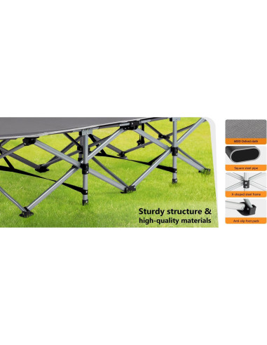 Cama Plegable para Camping VINGLI con Colchón Desmontable 1200D