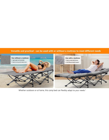 Cama Plegable para Camping VINGLI con Colchón Desmontable 1200D