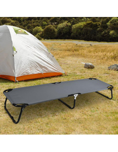Cama de Camping Plegable Tangkula Gris, Estructura de Acero, 191.8x55.9 cm 2