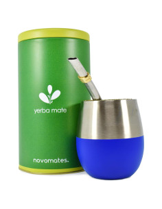 Juego de Taza de Mate Novomates Azul 8oz Acero Inoxidable