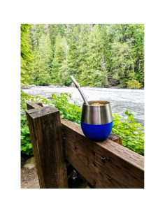 Juego de Taza de Mate Novomates Azul 8oz Acero Inoxidable 2