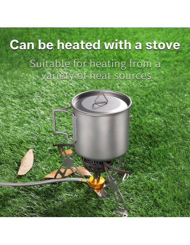 Kit de Camping Titanio Dynara 750ml - Olla, Estufa y Cubiertos