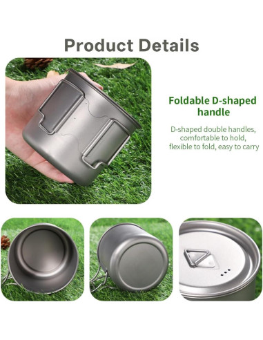 Kit de Camping Titanio Dynara 750ml - Olla, Estufa y Cubiertos