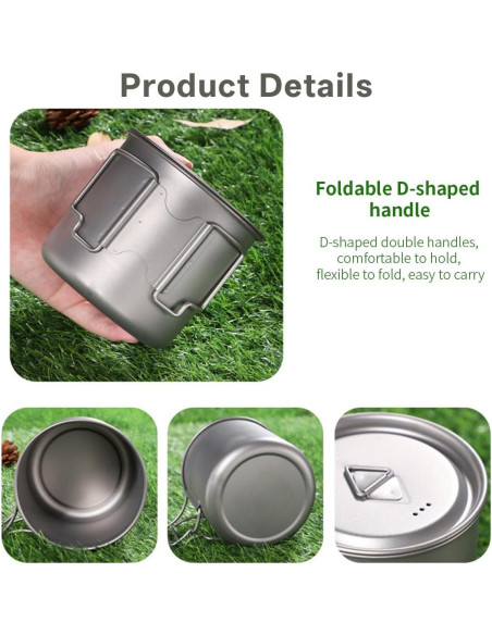 Kit de Camping Titanio Dynara 750ml - Olla, Estufa y Cubiertos