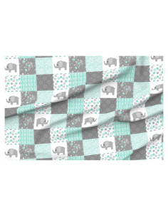 Tela de Algodón Spoonflower Elefante Menta Chevron 107 cm