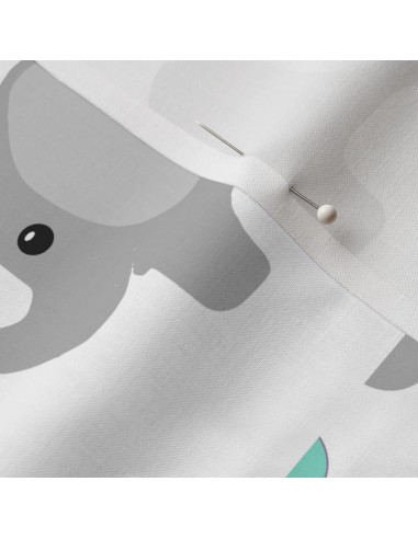 Tela de Algodón Spoonflower Elefante Menta Chevron 107 cm