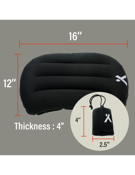 Almohada Inflable Bear Grylls para Camping - Negra 40x30 cm