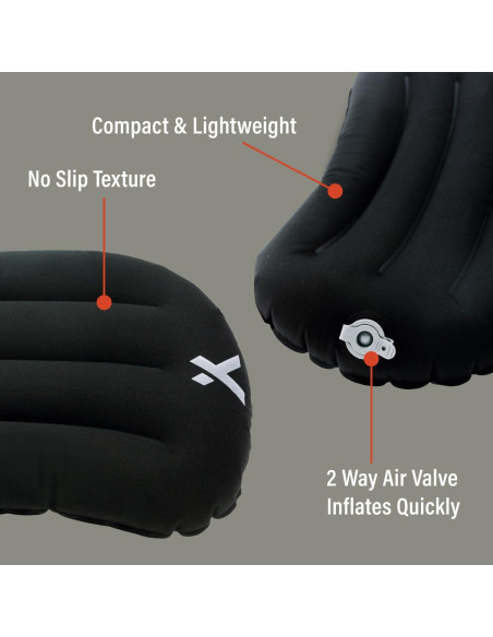 Almohada Inflable Bear Grylls para Camping - Negra 40x30 cm