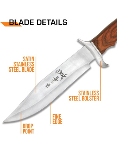 Cuchillo Fijo Elk Ridge ER-012 de Acero Inoxidable 31.12 cm