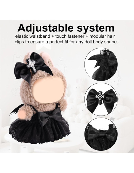 Conjunto de Ropa para Muñecas Lyreh 17cm Vestido Gótico Negro