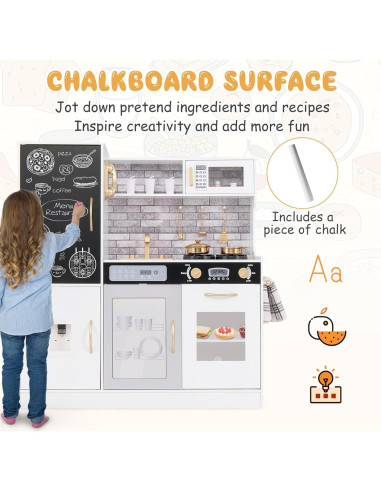 Cocina de Juguete Costzon para Niños con Accesorios y Sonidos