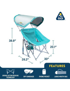Silla Mecedora Plegable GCI Outdoor Pod con Toldo Verde 2
