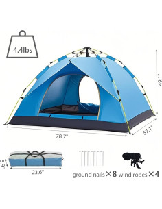 Tienda de Camping Wind Tour 2 Personas Ligera Azul 2