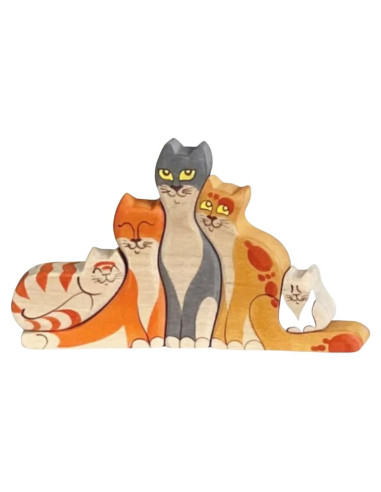 Figuras de Puzzle de Gatos de Madera 5 Piezas Decorativas