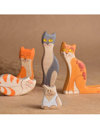 Figuras de Puzzle de Gatos de Madera 5 Piezas Decorativas