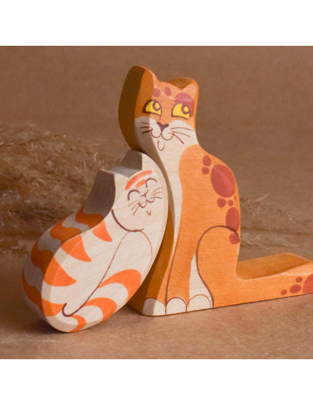 Figuras de Puzzle de Gatos de Madera 5 Piezas Decorativas