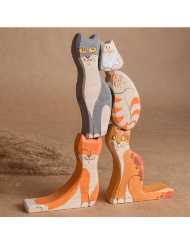 Figuras de Puzzle de Gatos de Madera 5 Piezas Decorativas