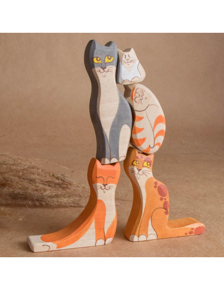 Figuras de Puzzle de Gatos de Madera 5 Piezas Decorativas