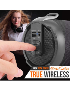 Altavoz Boombox Bluetooth PyleUsa 17W Portátil Negro 2