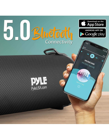 Altavoz Boombox Bluetooth PyleUsa 17W Portátil Negro