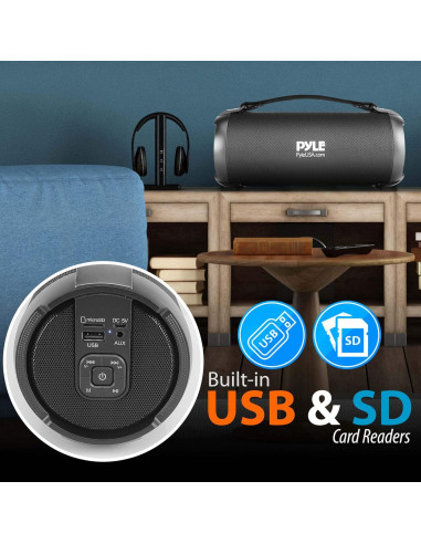 Altavoz Boombox Bluetooth PyleUsa 17W Portátil Negro