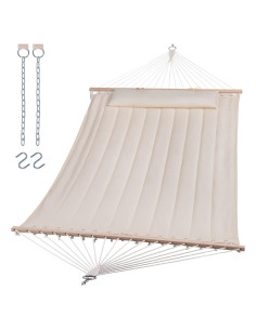 Hamaca Doble SUNCREAT Beige, Extra Grande, 215 kg, Portátil