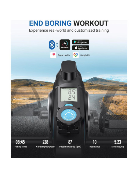 Ejercitador de Pedales MERACH Mini Magnético 3 en 1 con App