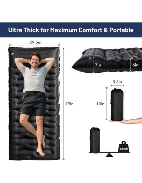 Colchón Inflable KASBAH 200x75 cm 15 cm Grosor con Bomba