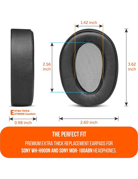 Almohadillas de repuesto Wicked Cushions para Sony WH-900N y MDR-100ABN - PU suave y espuma de memoria Almohadillas de repuesto Wicked Cushions para Sony WH-900N y MDR-100ABN - PU suave y espuma de memoria