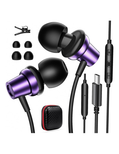 Auriculares In-Ear USB C TOPAUX con Micrófono y Control de Volumen