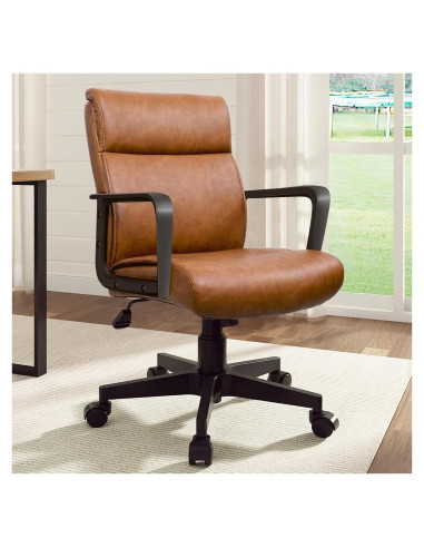 Silla de Oficina Artswish Charles de Cuero Sintético Marrón