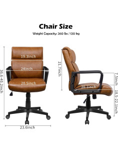 Silla de Oficina Artswish Charles de Cuero Sintético Marrón 2