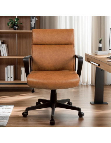 Silla de Oficina Artswish Charles de Cuero Sintético Marrón