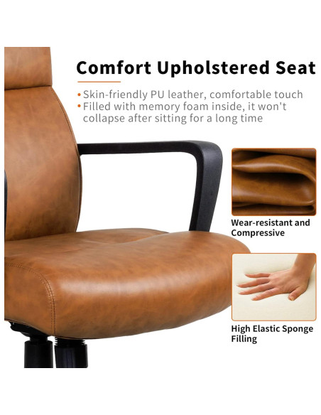 Silla de Oficina Artswish Charles de Cuero Sintético Marrón