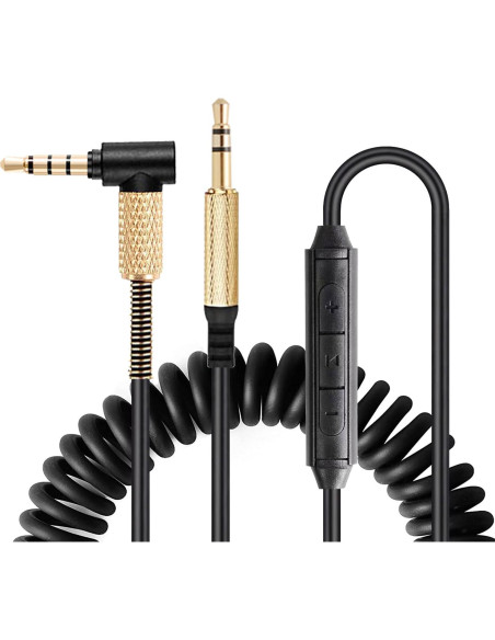 Cable de audio enrollado Fezzlo 1.3m-2.5m con micrófono