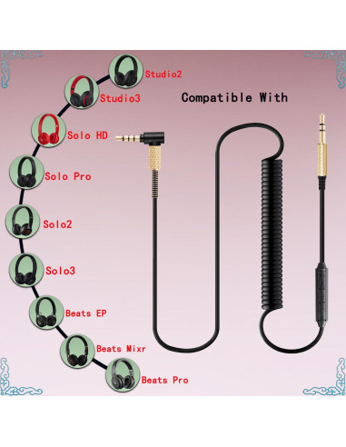 Cable de audio enrollado Fezzlo 1.3m-2.5m con micrófono
