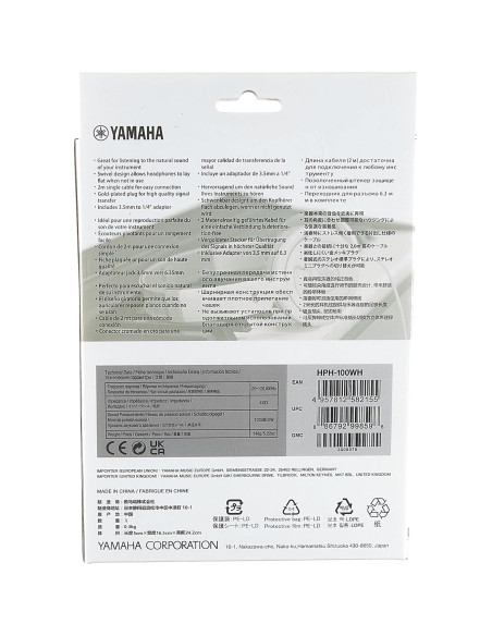 Auriculares Yamaha HPH-100WH Blancos - Cerrados Sobre la Oreja