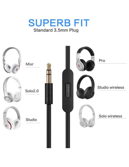 Cable de audio 3.5mm para auriculares Beats - Negro