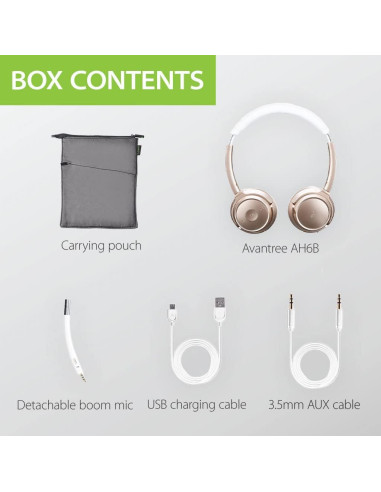 Auriculares Bluetooth Avantree AH6B On Ear con micrófono, 22h