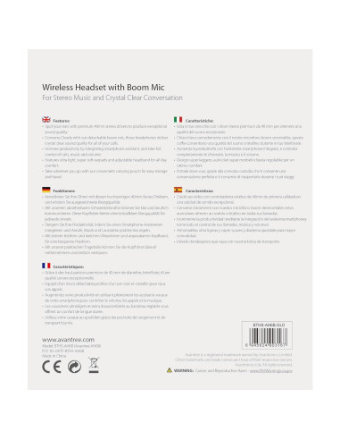 Auriculares Bluetooth Avantree AH6B On Ear con micrófono, 22h