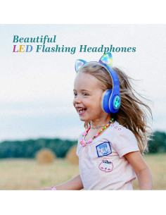 Auriculares Inalámbricos Bluetooth Woice para Niños Azul, LED 2