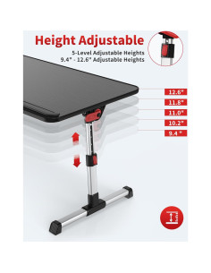 Mesa de Laptop Ajustable SAIJI Plegable Negra 52.1x30 cm 2