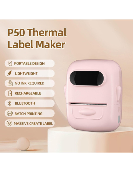 Impresora de Etiquetas Térmica PRIMAKNTER P50 Rosa Bluetooth