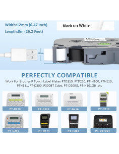 Cinta de Etiqueta Laminada 12mm RAEMALL TZe-231 Negra sobre Blanca 2