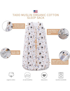 Saco de Sueño TADO MUSLIN 1-2 T Algodón Orgánico 0.5 TOG 2