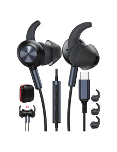 Auriculares USB-C TOPAUX con micrófono y alas antideslizantes