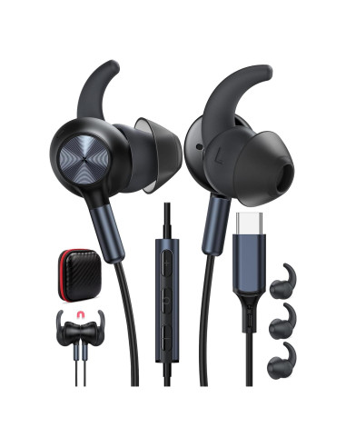 Auriculares USB-C TOPAUX con micrófono y alas antideslizantes